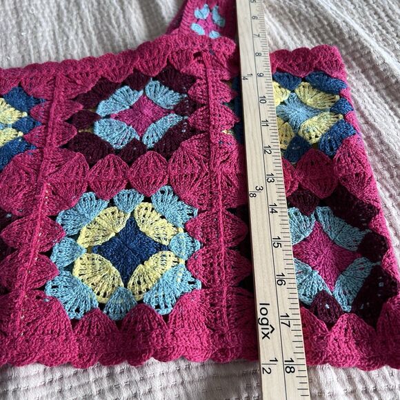 Witty Fox Floral Crochet Crop Tank Top Womens XL Pink Festival Geometric Boho - Picture 6 of 9